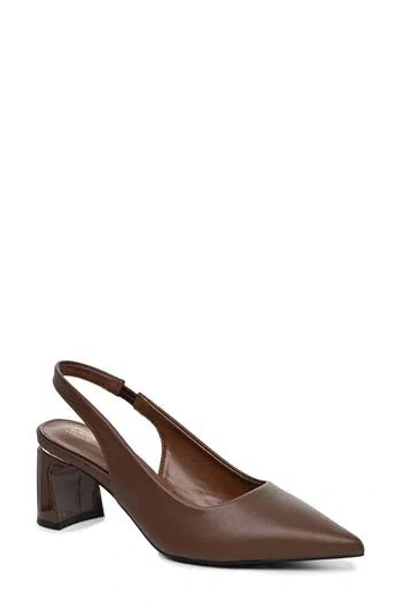 Catherine Malandrino Kildly Pointed Toe Slingback Pump In Brown Smooth