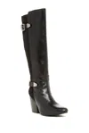 Catherine Malandrino Leather And Suede Biker Tall Boots In Black In Black
