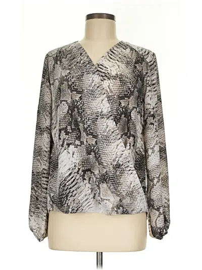 Pre-owned Catherine Malandrino Long Sleeve Blouse In Silver