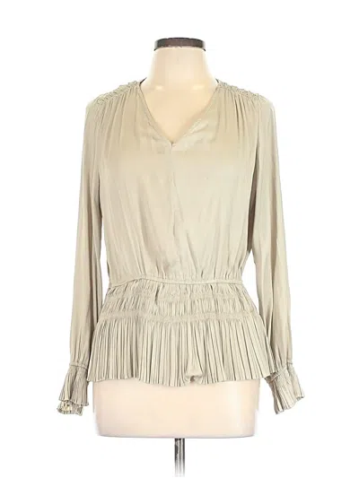 Pre-owned Catherine Malandrino Long Sleeve Blouse In Tan