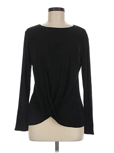 Pre-owned Catherine Malandrino Long Sleeve Top Black Keyhole Neckline Tops