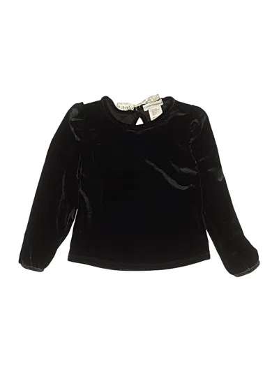Pre-owned Catherine Malandrino Kids' Long Sleeve Top Black Ruffles Neckline Tops