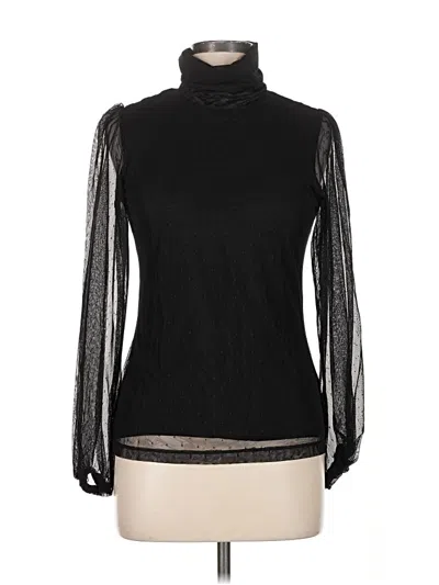 Pre-owned Catherine Malandrino Long Sleeve Top Black Turtleneck Tops