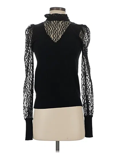 Pre-owned Catherine Malandrino Long Sleeve Top Black Turtleneck Tops