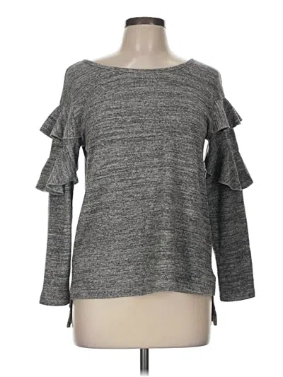 Pre-owned Catherine Malandrino Long Sleeve Top Gray Cold Shoulder Neckline Tops