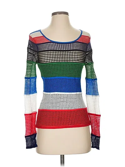 Pre-owned Catherine Malandrino Long Sleeve Top Green Square Neckline Tops