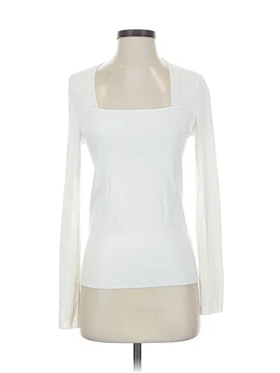 Pre-owned Catherine Malandrino Long Sleeve Top Ivory Square Neckline Tops In White