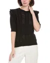 Catherine Malandrino Pointelle Sweater In Black