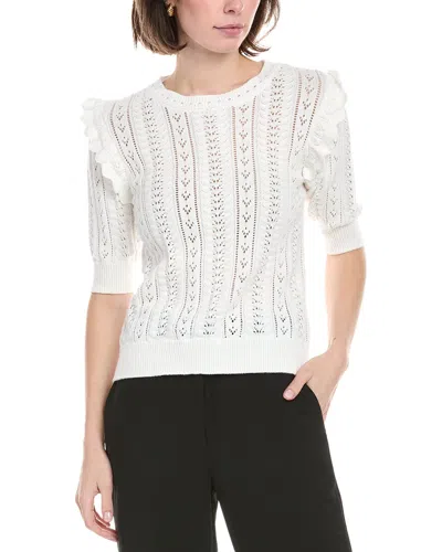 Catherine Malandrino Pointelle Sweater In White