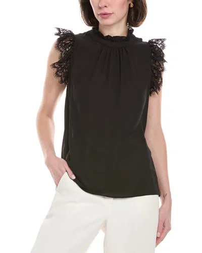 Catherine Malandrino Ruffle Lace Top In Black