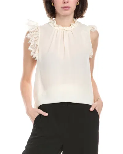 Catherine Malandrino Ruffle Lace Top In White