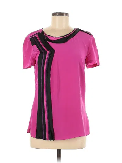 Pre-owned Catherine Malandrino Short Sleeve Silk Top Pink Scoop Neck Tops