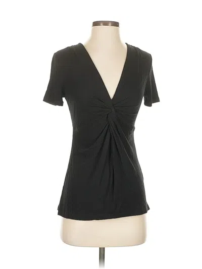 Pre-owned Catherine Malandrino Short Sleeve Top Black Plunge Neckline Tops