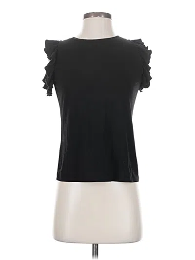 Pre-owned Catherine Malandrino Short Sleeve Top Black Ruffles Neckline Tops