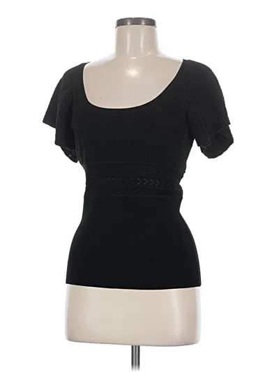 Pre-owned Catherine Malandrino Short Sleeve Top Black Sweetheart Neckline Tops