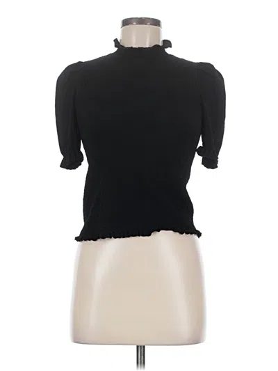 Pre-owned Catherine Malandrino Short Sleeve Top Black Turtleneck Tops