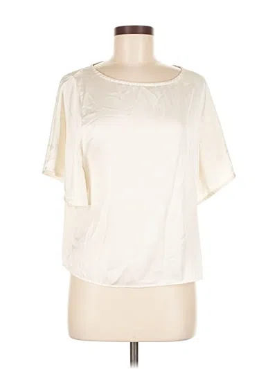 Pre-owned Catherine Malandrino Short Sleeve Top Ivory Boatneck Tops In White