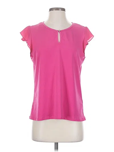 Pre-owned Catherine Malandrino Short Sleeve Top Pink Keyhole Neckline Tops