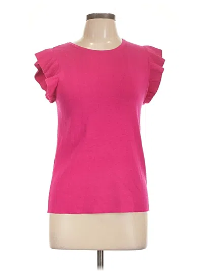 Pre-owned Catherine Malandrino Short Sleeve Top Pink Ruffles Neckline Tops