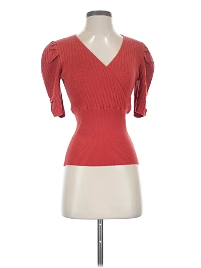 Pre-owned Catherine Malandrino Short Sleeve Top Red Sweetheart Neckline Tops