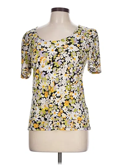 Pre-owned Catherine Malandrino Short Sleeve Top Yellow Sweetheart Neckline Tops