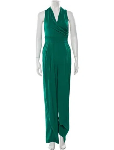 Pre-owned Catherine Malandrino Silk Cowl Neck Jumpsuit In Green
