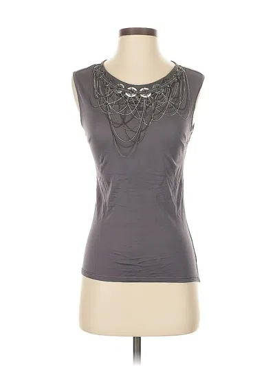 Pre-owned Catherine Malandrino Sleeveless Silk Top Gray Keyhole Neckline Tops