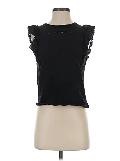 Pre-owned Catherine Malandrino Sleeveless Top Black Ruffles Neckline Tops