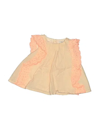 Pre-owned Catherine Malandrino Babies' Sleeveless Top Tan Ruffles Neckline Tops