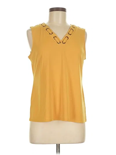 Pre-owned Catherine Malandrino Sleeveless Top Yellow Open Neckline Tops