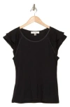 Catherine Malandrino Tiered Ruffle Scoop Neck Top In Black