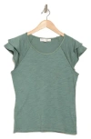 Catherine Malandrino Tiered Ruffle Scoop Neck Top In Brown