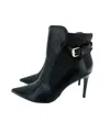 Catherine Malandrino Women Faux Leather Ankle Strap Stiletto Booties In Black In Black