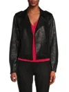 Catherine Malandrino Women's Open Front Faux Leather Biker Jacket In Black Slate