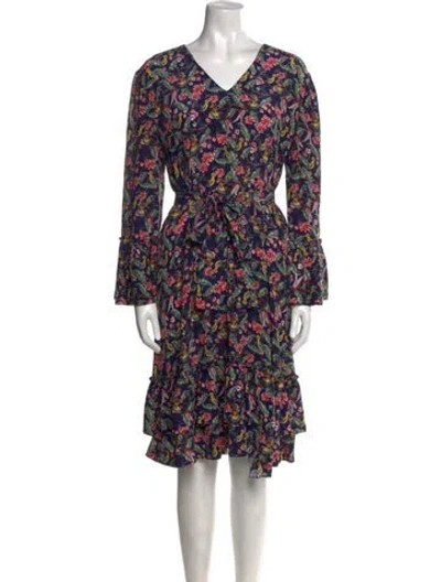 Pre-owned Catherine Prevost Floral Print Midi Length Dress In Blue