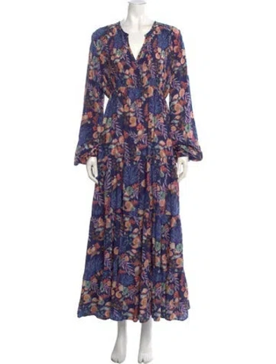 Pre-owned Catherine Prevost Silk Long Dress In Blue