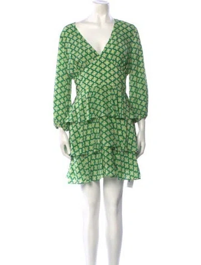 Pre-owned Catherine Prevost Silk Mini Dress In Green