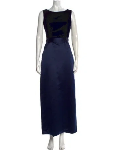 Pre-owned Catherine Regehr Bateau Neckline Long Dress In Blue