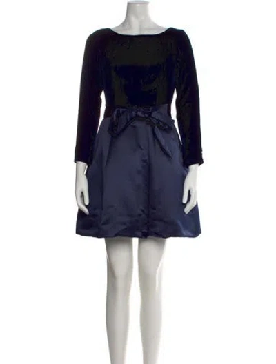 Pre-owned Catherine Regehr Bateau Neckline Mini Dress In Blue