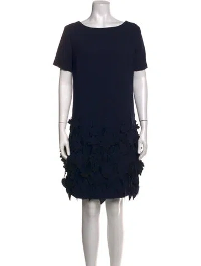 Pre-owned Catherine Regehr Bateau Neckline Mini Dress In Blue