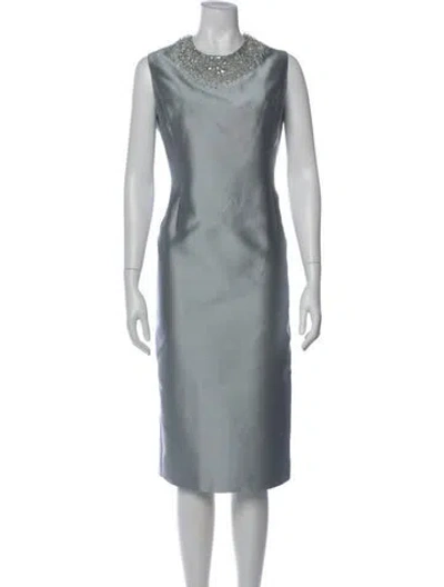 Pre-owned Catherine Regehr Crew Neck Knee-length Dress In Blue