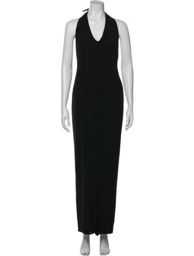 Pre-owned Catherine Regehr Halterneck Long Dress In Black