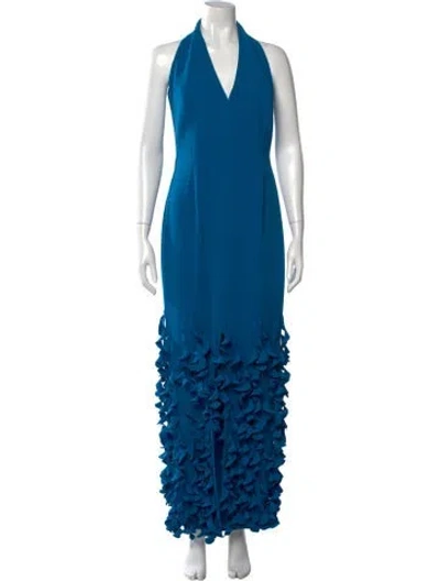Pre-owned Catherine Regehr Halterneck Long Dress In Blue