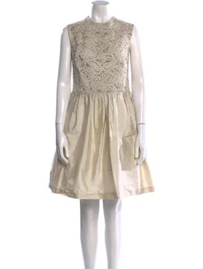 Pre-owned Catherine Regehr Lace Pattern Knee-length Dress In Neutral