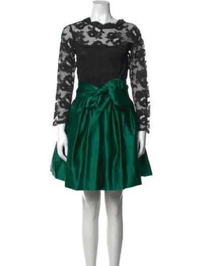 Pre-owned Catherine Regehr Lace Pattern Mini Dress In Green