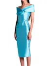 Catherine Regehr Margaret Off Shoulder Dress In Aqua In Blue