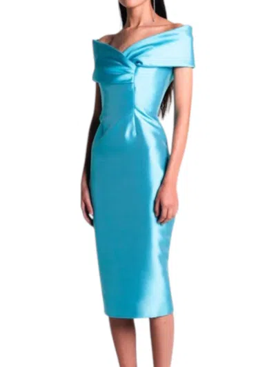 Catherine Regehr Margaret Off Shoulder Dress In Aqua In Blue