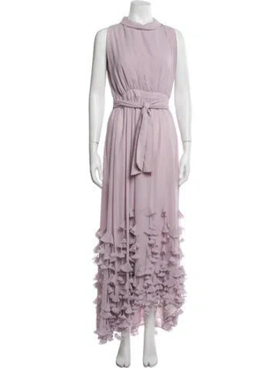 Pre-owned Catherine Regehr Mock Neck Long Dress In Purple