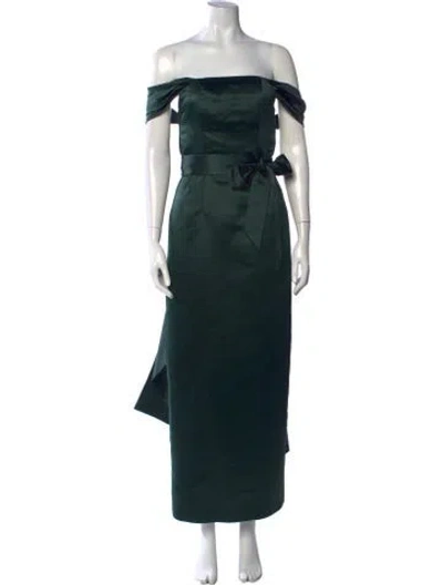 Pre-owned Catherine Regehr Off-the-shoulder Long Dress In Green