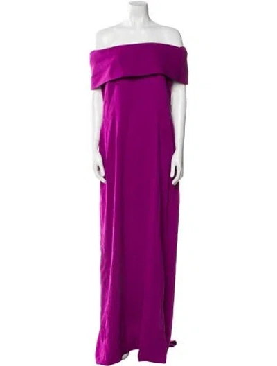 Pre-owned Catherine Regehr Off-the-shoulder Long Dress In Purple